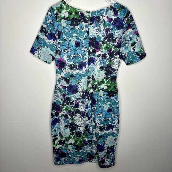 NYDJ Skyler Abstract Floral Size 12 Ruched Sheath Dress Not Your Daughters Jeans - Picture 6 of 10
